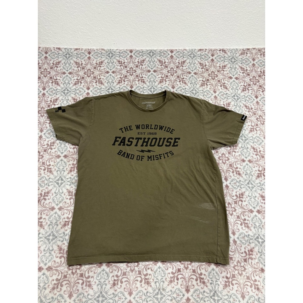 Fasthouse Mens Worldwide Band of Misfits Graphic T-Shirt Olive Green 2XL Motocro